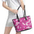 Hawaii Monstera Deliciosa Leather Tote Bag Pink Plumeria Polynesian Pattern - Polynesian Pride