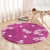 Hawaii Monstera Deliciosa Round Carpet Pink Plumeria Polynesian Pattern - Polynesian Pride