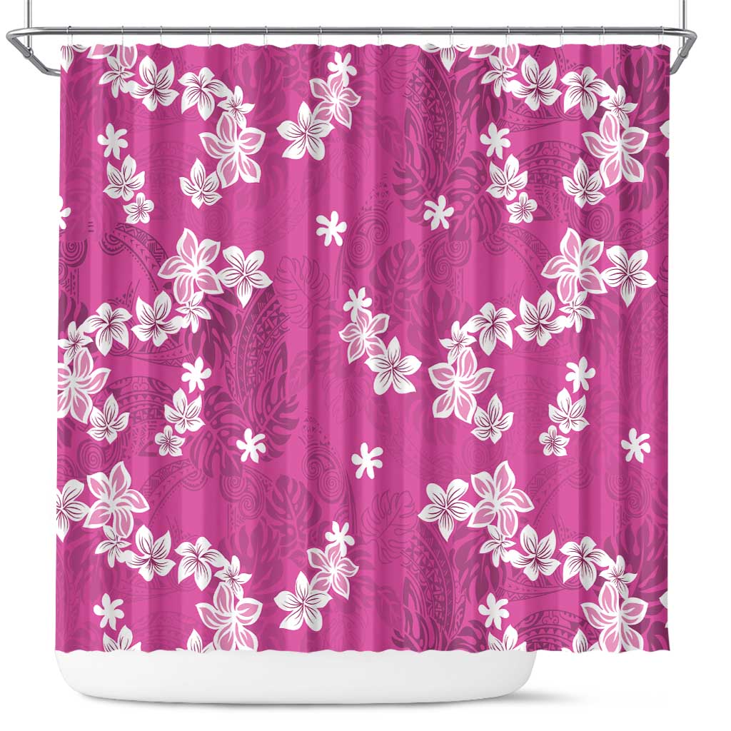 Hawaii Monstera Deliciosa Shower Curtain Pink Plumeria Polynesian Pattern LT05 Pink - Polynesian Pride