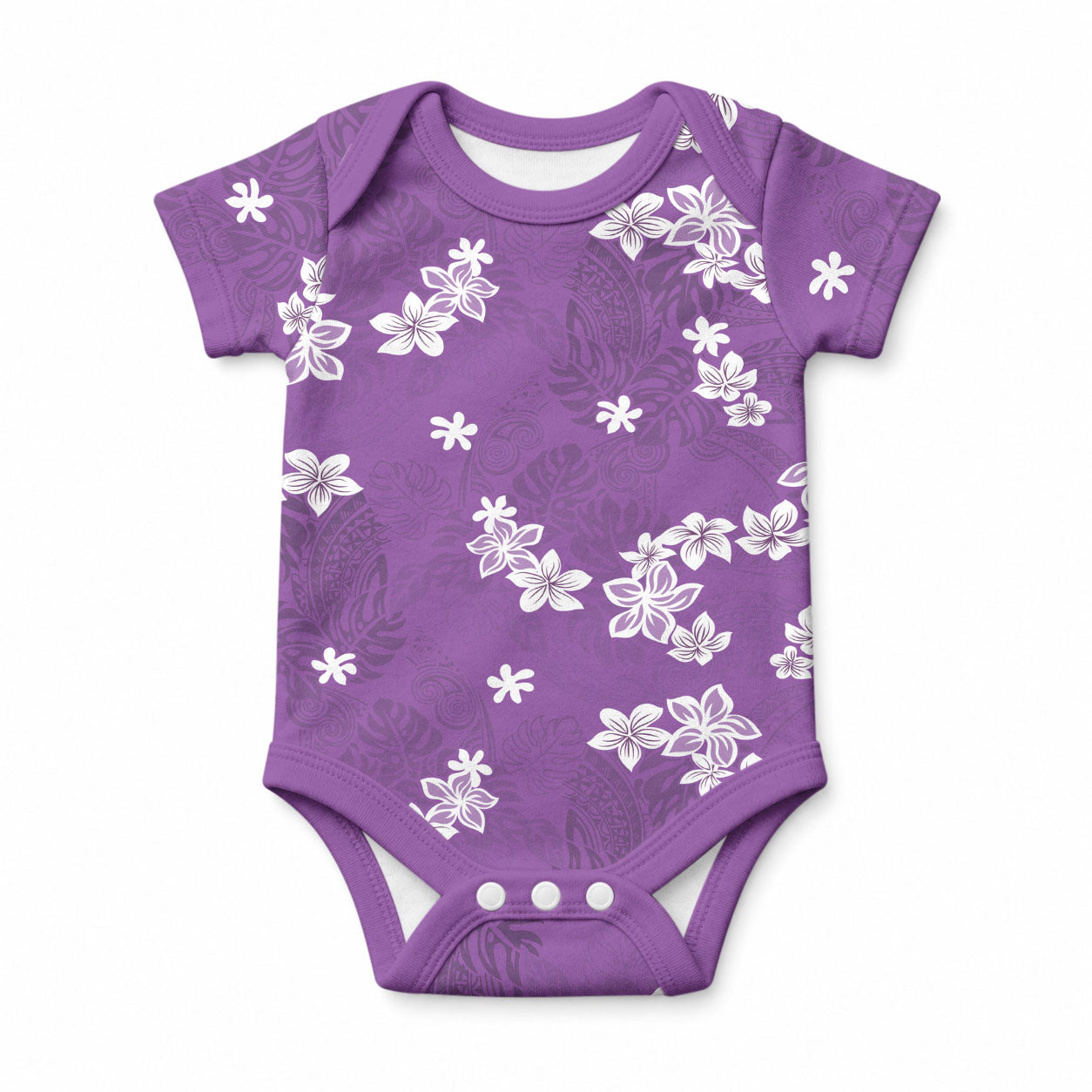 Hawaii Monstera Deliciosa Baby Onesie Purple Plumeria Polynesian Pattern LT05 Purple - Polynesian Pride