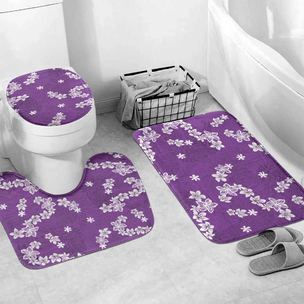 Hawaii Monstera Deliciosa Bathroom Set Purple Plumeria Polynesian Pattern - Polynesian Pride