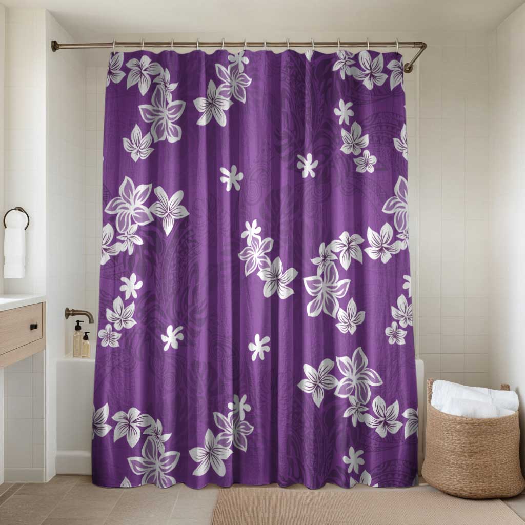 Hawaii Monstera Deliciosa Bathroom Set Purple Plumeria Polynesian Pattern - Polynesian Pride