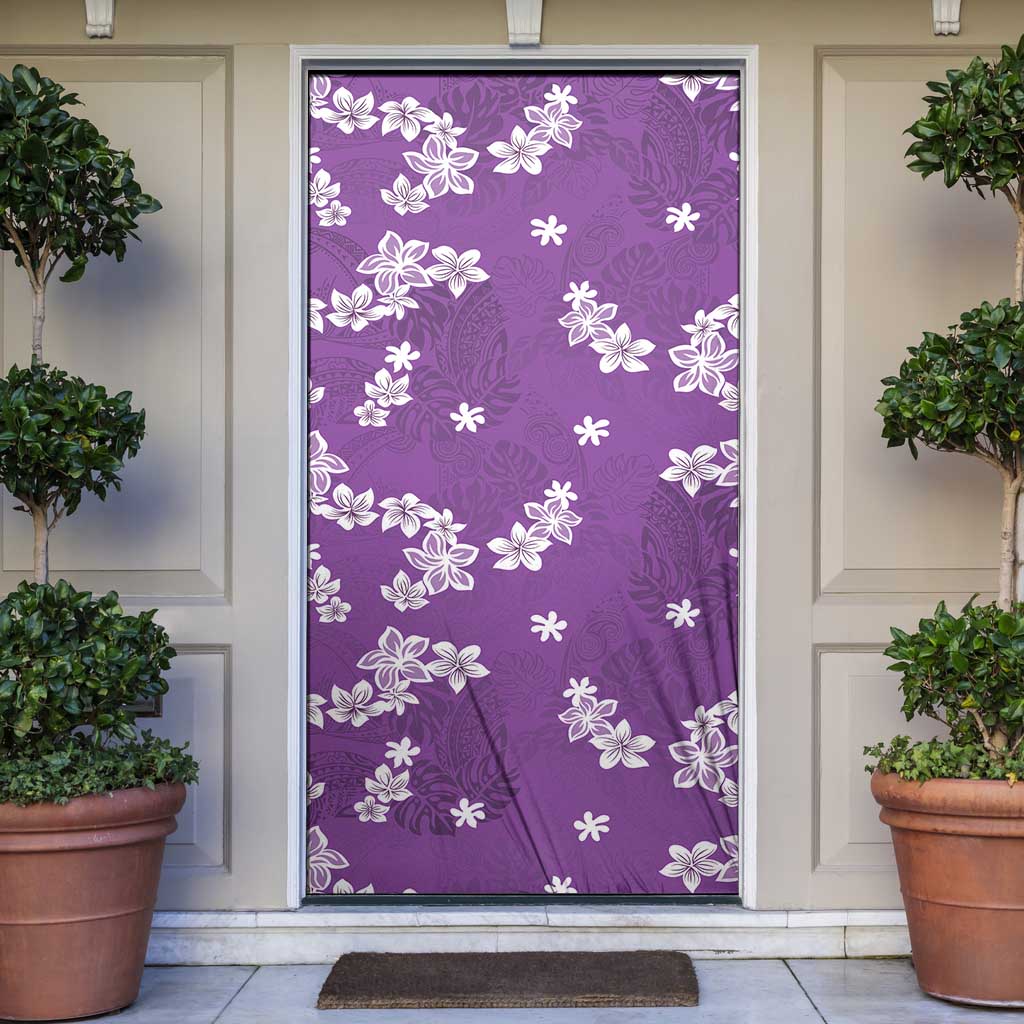 Hawaii Monstera Deliciosa Door Cover Purple Plumeria Polynesian Pattern LT05 Purple - Polynesian Pride