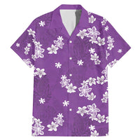 Hawaii Monstera Deliciosa Family Matching Mermaid Dress and Hawaiian Shirt Purple Plumeria Polynesian Pattern LT05 Dad's Shirt - Short Sleeve Purple - Polynesian Pride