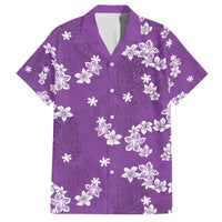 Hawaii Monstera Deliciosa Family Matching Off The Shoulder Long Sleeve Dress and Hawaiian Shirt Purple Plumeria Polynesian Pattern LT05 Dad's Shirt - Short Sleeve Purple - Polynesian Pride