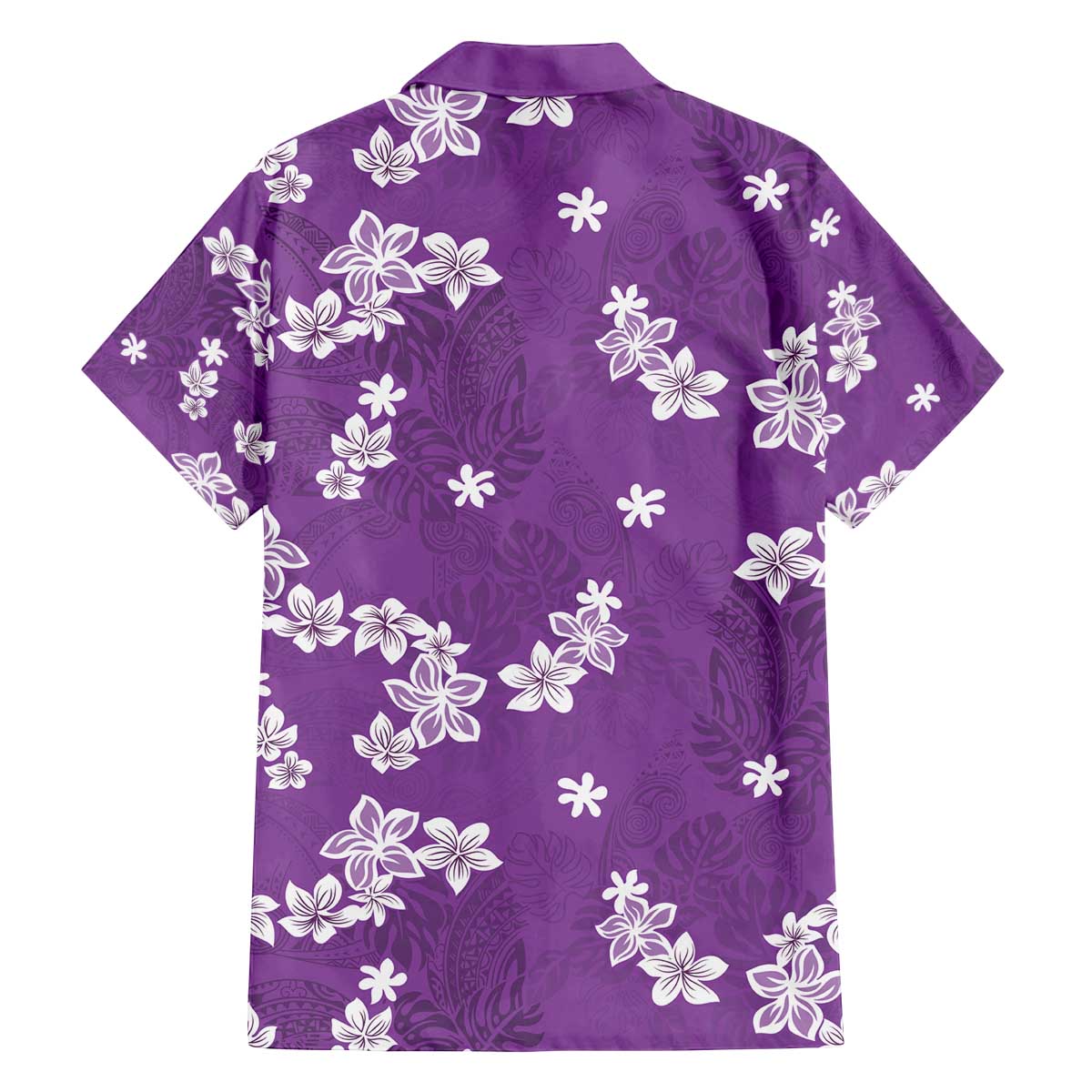 Hawaii Monstera Deliciosa Family Matching Off The Shoulder Long Sleeve Dress and Hawaiian Shirt Purple Plumeria Polynesian Pattern LT05 - Polynesian Pride