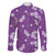 Hawaii Monstera Deliciosa Family Matching Off The Shoulder Long Sleeve Dress and Hawaiian Shirt Purple Plumeria Polynesian Pattern - Polynesian Pride