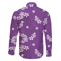 Hawaii Monstera Deliciosa Family Matching Off The Shoulder Long Sleeve Dress and Hawaiian Shirt Purple Plumeria Polynesian Pattern LT05 - Polynesian Pride