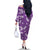 Hawaii Monstera Deliciosa Family Matching Off The Shoulder Long Sleeve Dress and Hawaiian Shirt Purple Plumeria Polynesian Pattern - Polynesian Pride