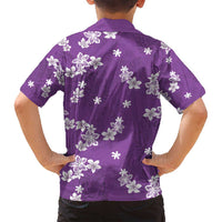 Hawaii Monstera Deliciosa Family Matching Off Shoulder Maxi Dress and Hawaiian Shirt Purple Plumeria Polynesian Pattern LT05 - Polynesian Pride