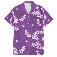 Hawaii Monstera Deliciosa Family Matching Short Sleeve Bodycon Dress and Hawaiian Shirt Purple Plumeria Polynesian Pattern LT05 Dad's Shirt - Short Sleeve Purple - Polynesian Pride