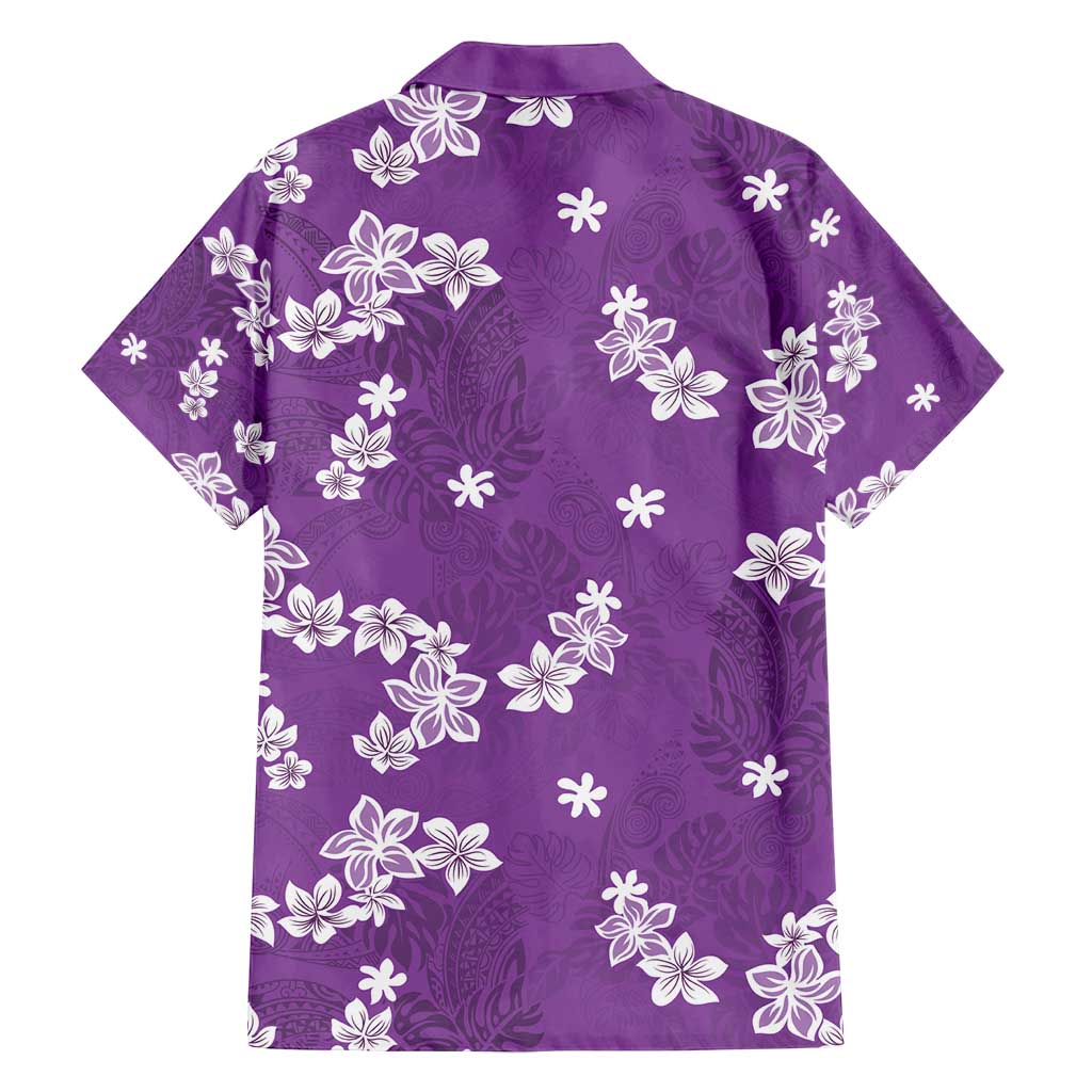 Hawaii Monstera Deliciosa Family Matching Summer Maxi Dress and Hawaiian Shirt Purple Plumeria Polynesian Pattern LT05 - Polynesian Pride