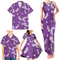 Hawaii Monstera Deliciosa Family Matching Tank Maxi Dress and Hawaiian Shirt Purple Plumeria Polynesian Pattern LT05 - Polynesian Pride