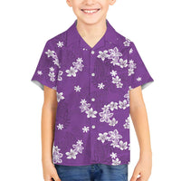 Hawaii Monstera Deliciosa Family Matching Tank Maxi Dress and Hawaiian Shirt Purple Plumeria Polynesian Pattern LT05 Son's Shirt Purple - Polynesian Pride