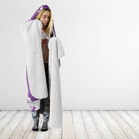 Hawaii Monstera Deliciosa Hooded Blanket Purple Plumeria Polynesian Pattern - Polynesian Pride