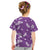 Hawaii Monstera Deliciosa Kid T Shirt Purple Plumeria Polynesian Pattern - Polynesian Pride