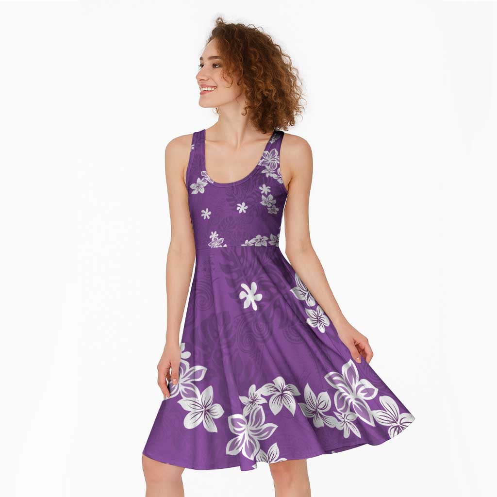 Hawaii Monstera Deliciosa Midi Dress Purple Plumeria Polynesian Pattern LT05 - Polynesian Pride