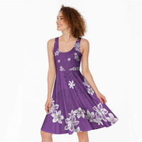 Hawaii Monstera Deliciosa Midi Dress Purple Plumeria Polynesian Pattern LT05 - Polynesian Pride