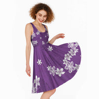 Hawaii Monstera Deliciosa Midi Dress Purple Plumeria Polynesian Pattern LT05 - Polynesian Pride