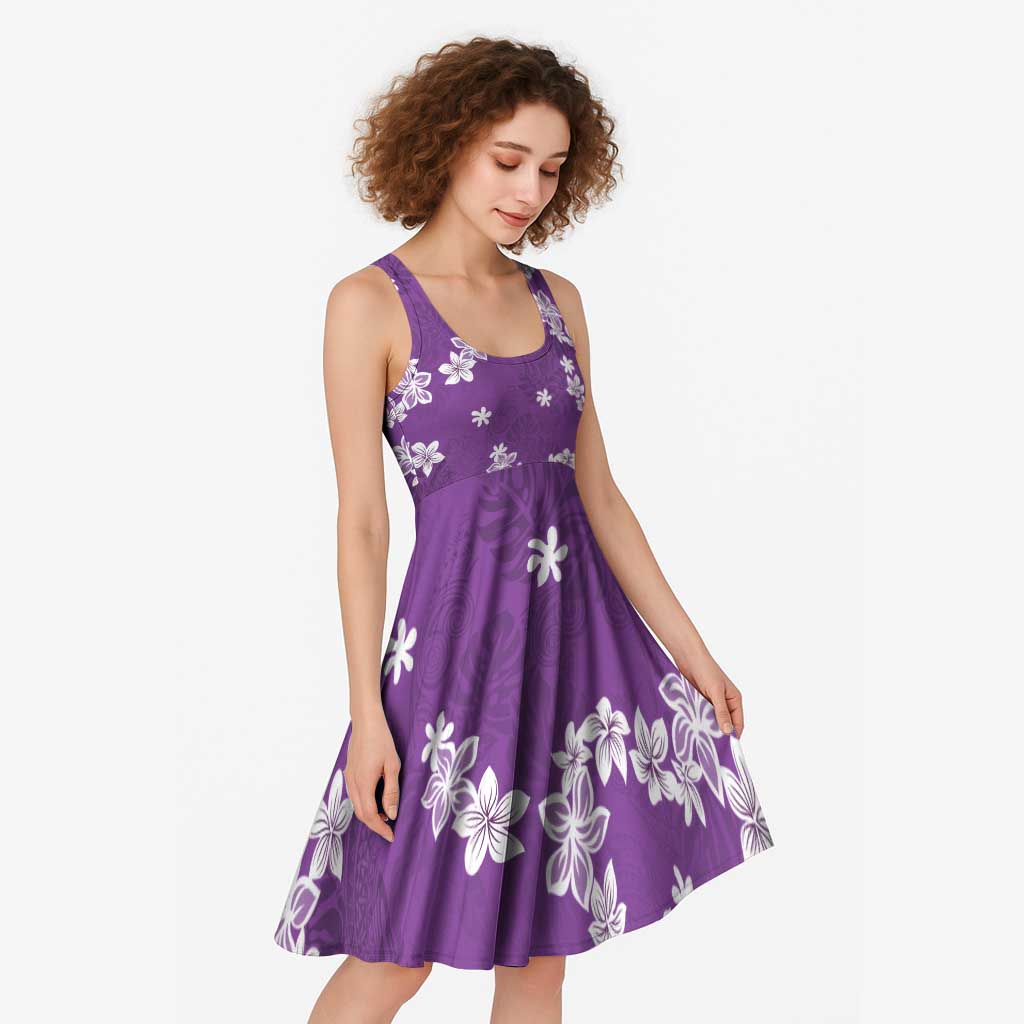 Hawaii Monstera Deliciosa Midi Dress Purple Plumeria Polynesian Pattern LT05 - Polynesian Pride