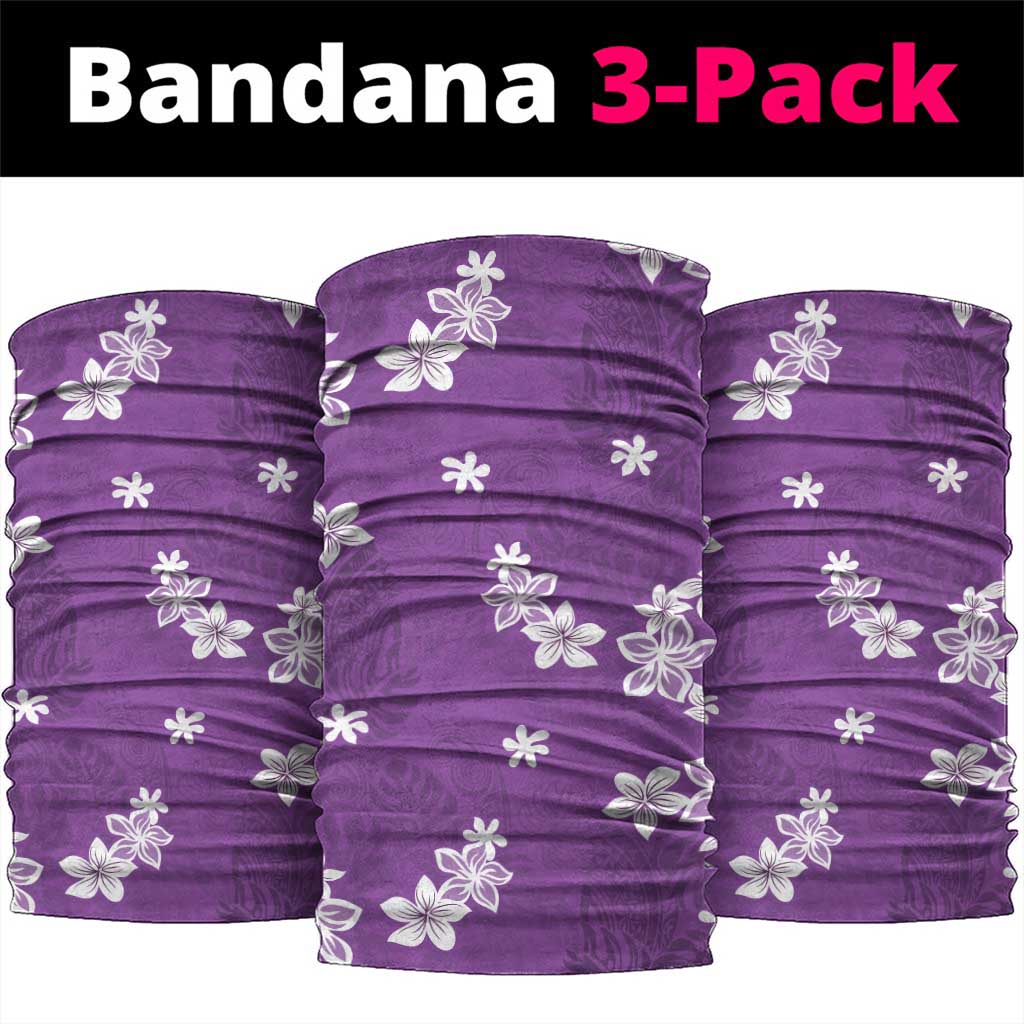 Hawaii Monstera Deliciosa Neck Gaiter Purple Plumeria Polynesian Pattern - Polynesian Pride