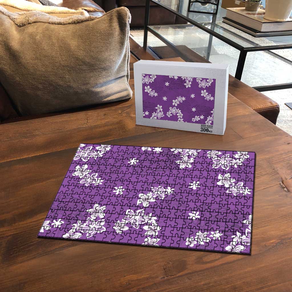 Hawaii Monstera Deliciosa Puzzle Purple Plumeria Polynesian Pattern - Polynesian Pride