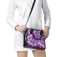 Hawaii Monstera Deliciosa Shoulder Handbag Purple Plumeria Polynesian Pattern - Polynesian Pride