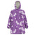 Hawaii Monstera Deliciosa Wearable Blanket Hoodie Purple Plumeria Polynesian Pattern - Polynesian Pride