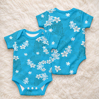 Hawaii Monstera Deliciosa Baby Onesie Blue Plumeria Polynesian Pattern LT05 - Polynesian Pride