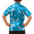 Hawaii Monstera Deliciosa Family Matching Off The Shoulder Long Sleeve Dress and Hawaiian Shirt Blue Plumeria Polynesian Pattern - Polynesian Pride