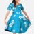 Hawaii Monstera Deliciosa Family Matching Off The Shoulder Long Sleeve Dress and Hawaiian Shirt Blue Plumeria Polynesian Pattern - Polynesian Pride