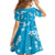 Hawaii Monstera Deliciosa Family Matching Off The Shoulder Long Sleeve Dress and Hawaiian Shirt Blue Plumeria Polynesian Pattern - Polynesian Pride