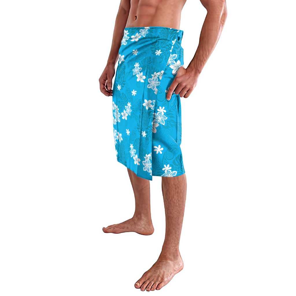 Hawaii Monstera Deliciosa Lavalava Blue Plumeria Polynesian Pattern - Polynesian Pride