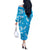 Hawaii Monstera Deliciosa Off The Shoulder Long Sleeve Dress Blue Plumeria Polynesian Pattern - Polynesian Pride