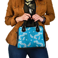Hawaii Monstera Deliciosa Shoulder Handbag Blue Plumeria Polynesian Pattern - Polynesian Pride