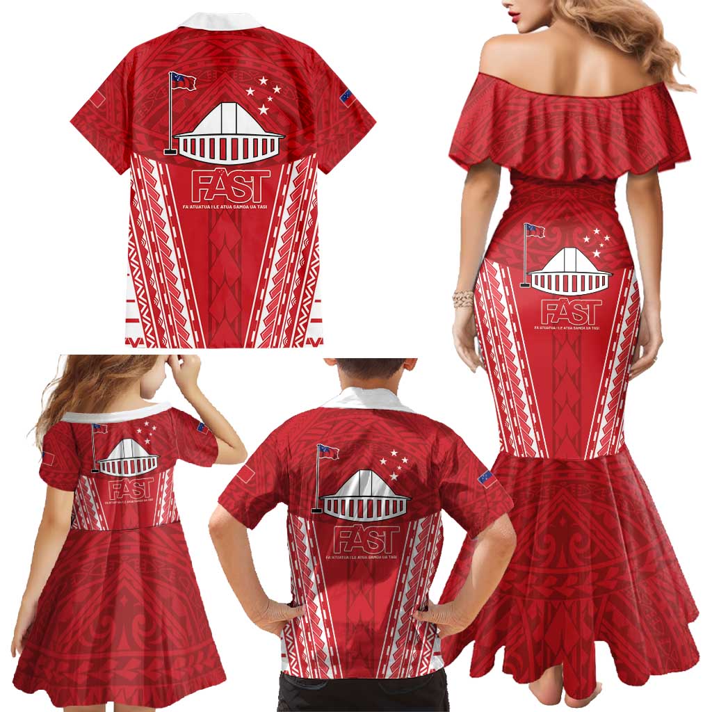 Samoa FAST Family Matching Mermaid Dress and Hawaiian Shirt Forever Proud Samoan Tribal Pattern - Polynesian Pride