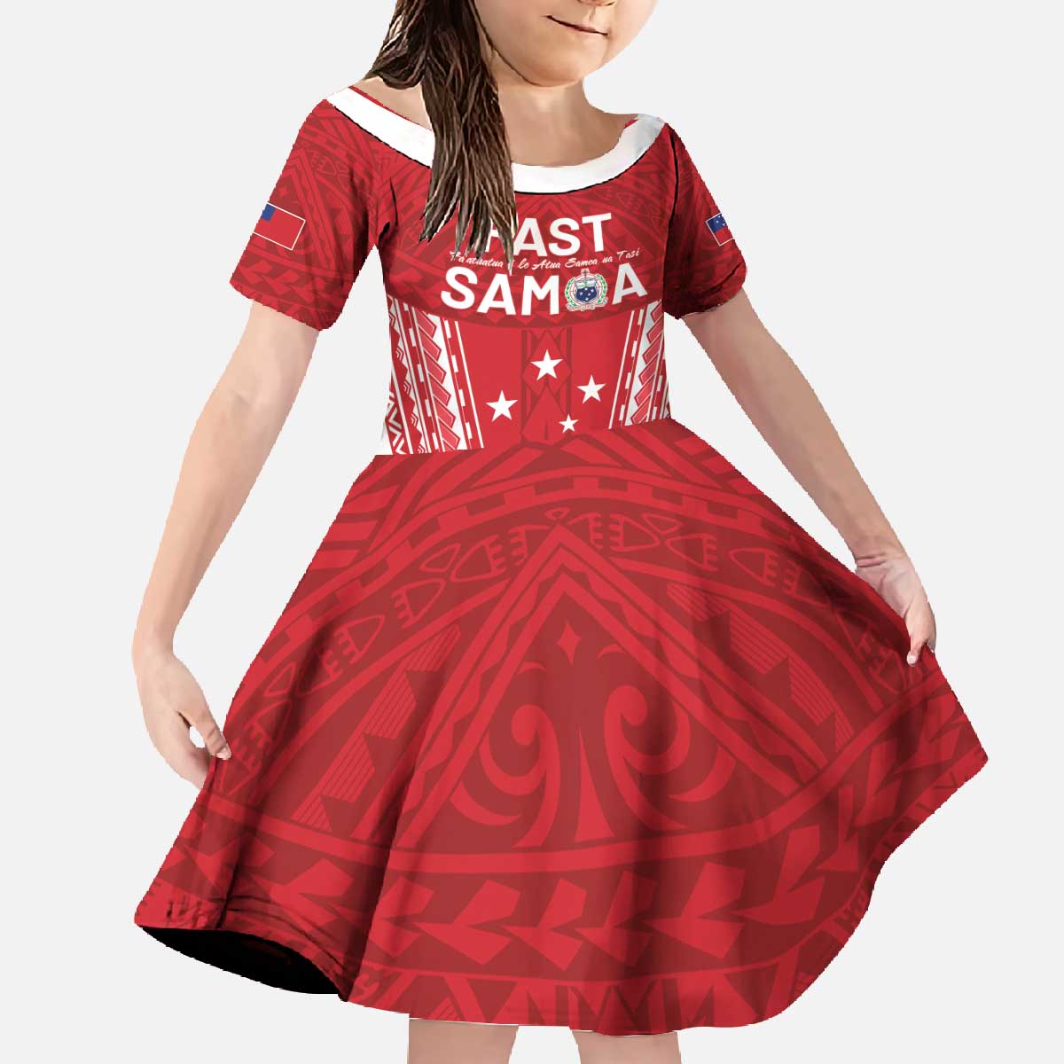 Samoa FAST Family Matching Off The Shoulder Long Sleeve Dress and Hawaiian Shirt Forever Proud Samoan Tribal Pattern - Polynesian Pride