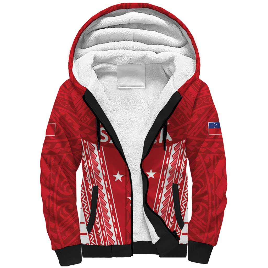 Samoa FAST Sherpa Hoodie Forever Proud Samoan Tribal Pattern - Polynesian Pride