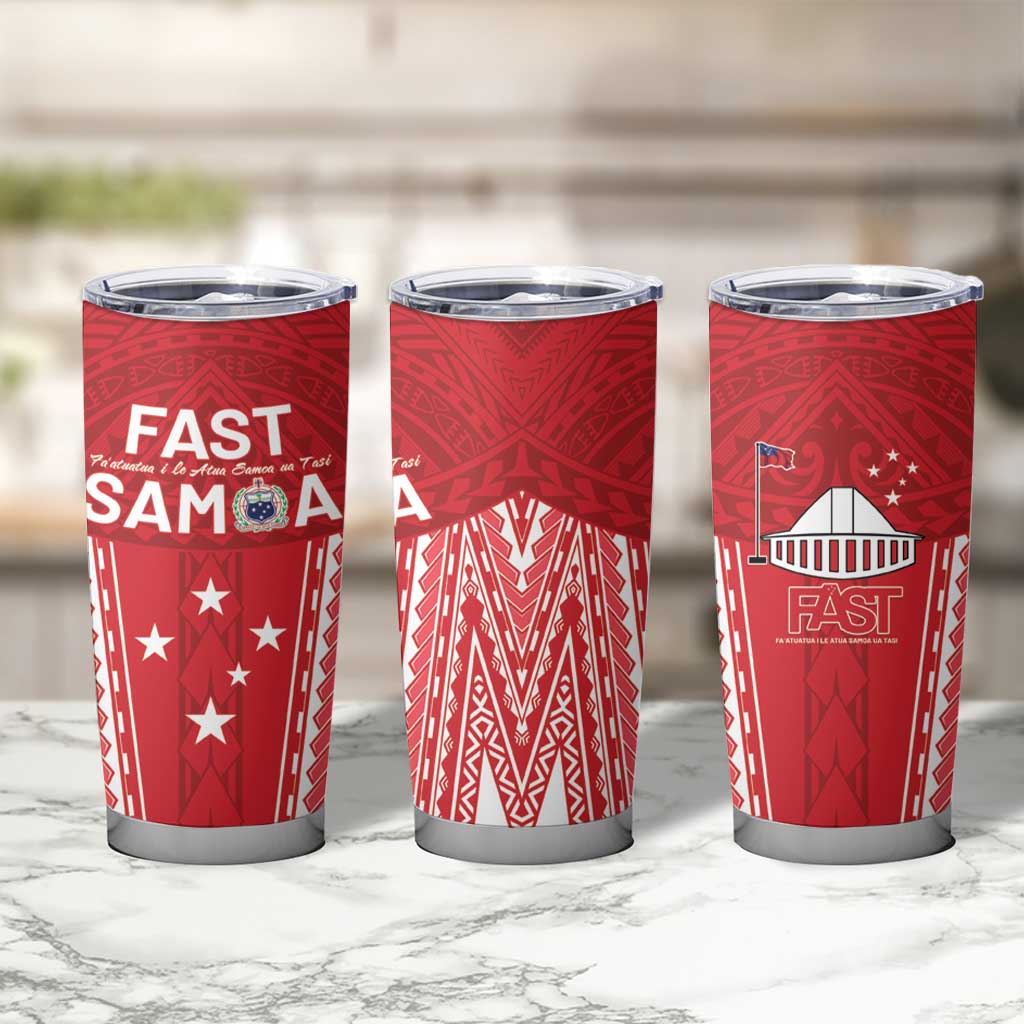 Samoa FAST Tumbler Cup Forever Proud Samoan Tribal Pattern - Polynesian Pride