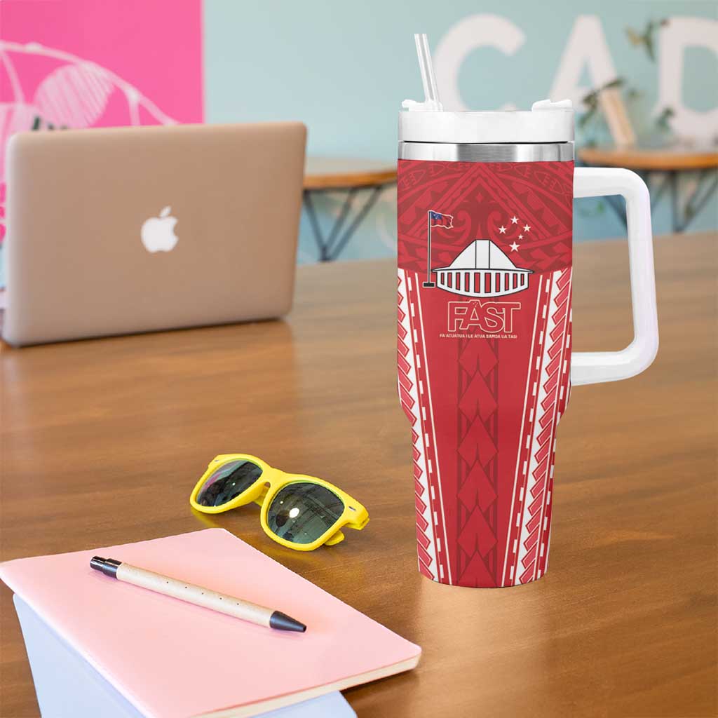 Samoa FAST Tumbler With Handle Forever Proud Samoan Tribal Pattern - Polynesian Pride