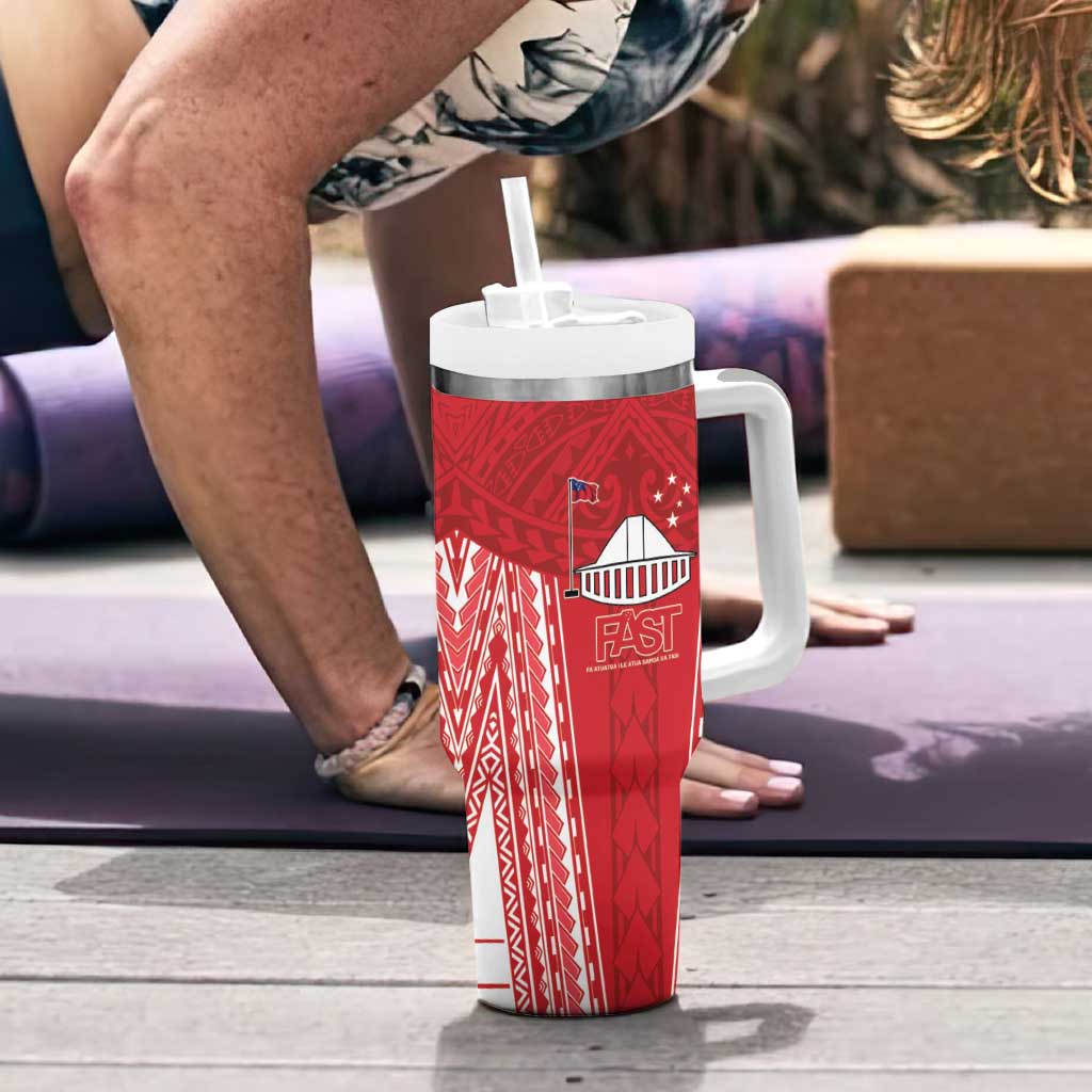 Samoa FAST Tumbler With Handle Forever Proud Samoan Tribal Pattern - Polynesian Pride