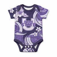 Utah State Polynesian Heritage Baby Onesie Floral Tribal Pattern Tropical Flowers LT05 Purple - Polynesian Pride