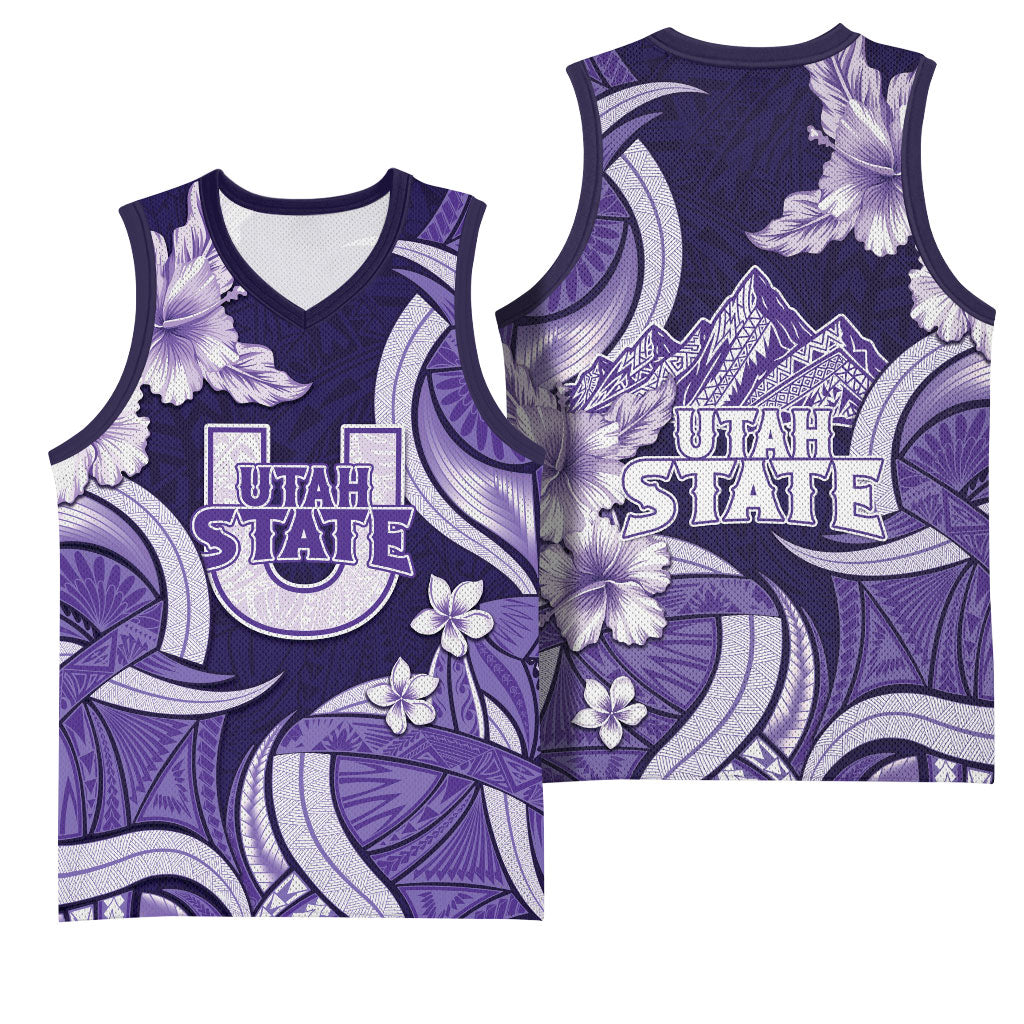 Utah State Polynesian Heritage Basketball Jersey Floral Tribal Pattern Tropical Flowers LT05 - Polynesian Pride