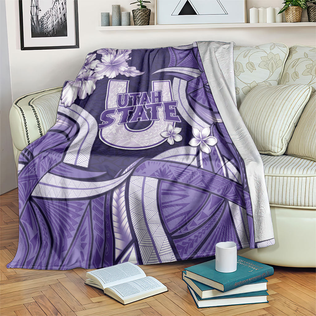 Utah State Polynesian Heritage Blanket Floral Tribal Pattern Tropical Flowers LT05 Purple - Polynesian Pride