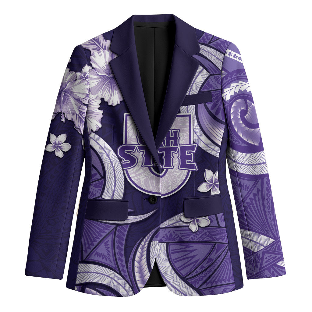 Utah State Polynesian Heritage Blazer Floral Tribal Pattern Tropical Flowers LT05 Unisex Purple - Polynesian Pride
