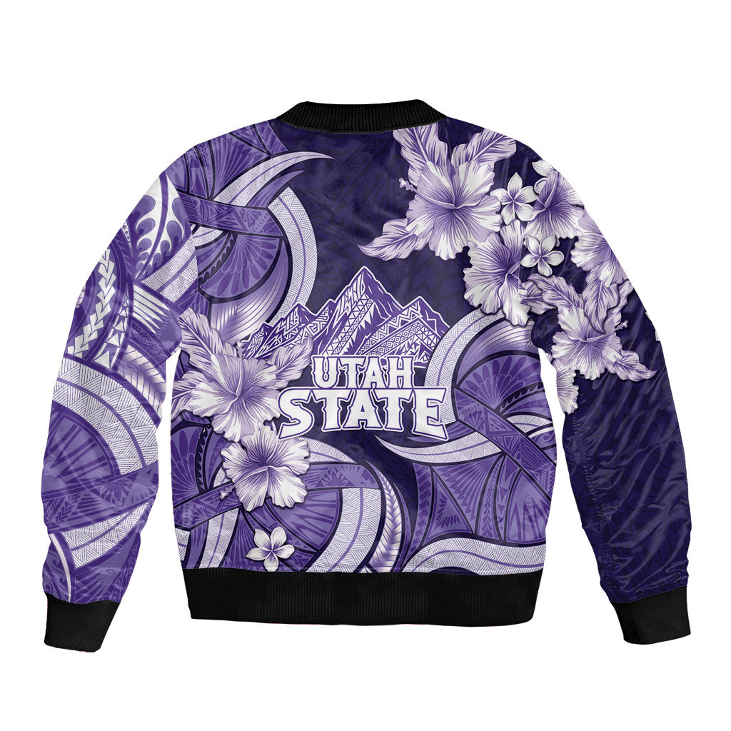 Utah State Polynesian Heritage Bomber Jacket Floral Tribal Pattern Tropical Flowers LT05 - Polynesian Pride