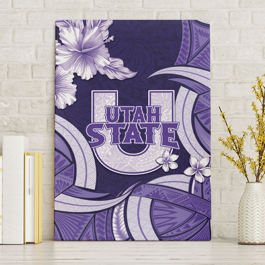 Utah State Polynesian Heritage Canvas Wall Art Floral Tribal Pattern Tropical Flowers LT05 Without Frame Purple - Polynesian Pride