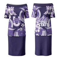 Utah State Polynesian Heritage Couples Matching Puletasi and Hawaiian Shirt Floral Tribal Pattern Tropical Flowers LT05 - Polynesian Pride