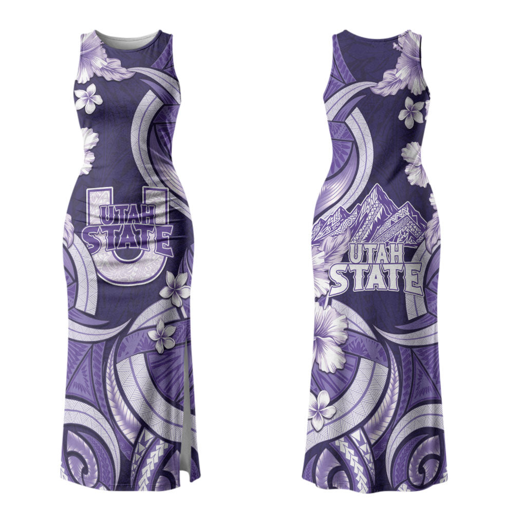 Utah State Polynesian Heritage Couples Matching Tank Maxi Dress and Hawaiian Shirt Floral Tribal Pattern Tropical Flowers LT05 - Polynesian Pride