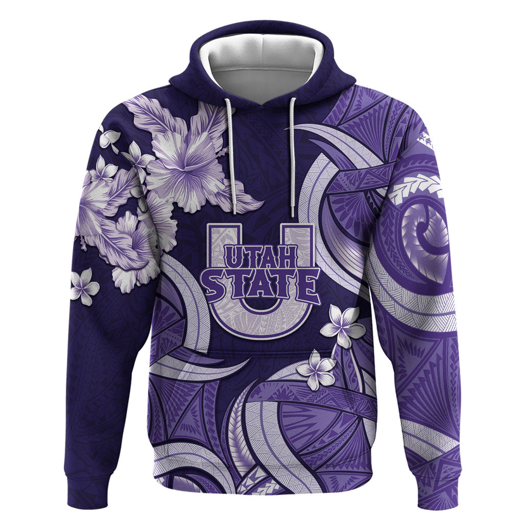 Utah State Polynesian Heritage Hoodie Floral Tribal Pattern Tropical Flowers